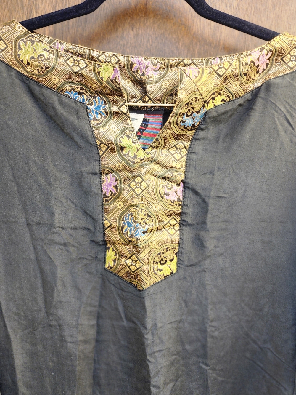 Vtg 80s Does 20s Visage 100% Silk Art Deco Metallic Plus Size Dress